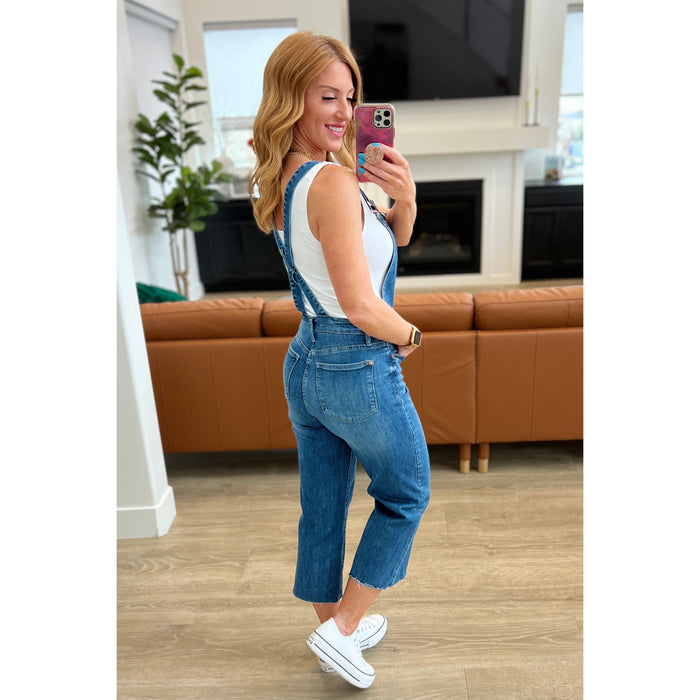 Priscilla High Rise Crop Wide Leg Denim Overalls