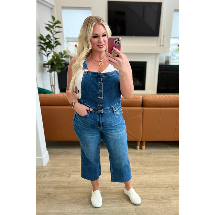 Priscilla High Rise Crop Wide Leg Denim Overalls