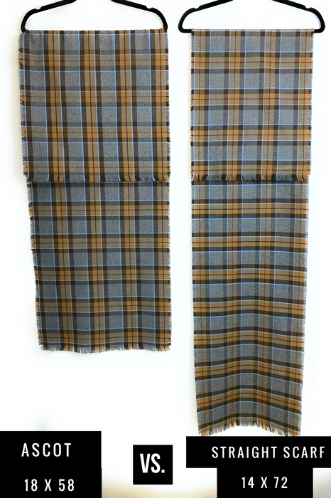 Ascot Scarf - Outlander Clan Fraser Inspired Gray, Brown, Yellow, and Red Cotton Flannel