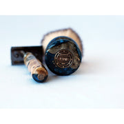 CreationsByWill Buckeye Burl Wood Hand Crafted Shave Set with Dark Blue Resin, safety razor, 26mm lather brush and a matching shave stand. Shave Set