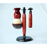 CreationsByWill Aromatic Red Cedar Wood Hand Crafted Shave Set, safety razor, 26mm lather brush and a matching shave stand. Shave Set