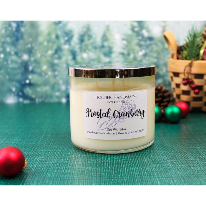 Holder Handmade - Frosted Cranberry 3-Wick Soy Candle