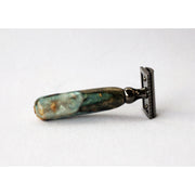 CreationsByWill Buckeye Burl Wood Hand Crafted Shave Set with 'Travel to Jupiter'( pearl)Resin safety razor, 26mm lather brush and a matching shave stand. Shave Set