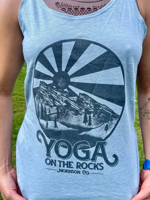 Blue Sketch Yoga on the Rocks Tank Top