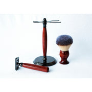 CreationsByWill Aromatic Red Cedar Wood Hand Crafted Shave Set, safety razor, 26mm lather brush and a matching shave stand. Shave Set