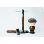 CreationsByWill Walnut Wood Hand Crafted Shave Set with Gunmetal Safety Razor Shave Set