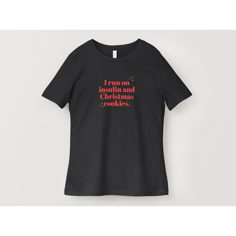 Peelz I Run on Insulin and Christmas Cookies Adult T-Shirt T-Shirt