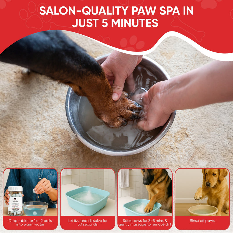 Warren London Deep Cleaning Paw Fizz Tablets - Soothes Itchy, Irritated Paws Spa Product