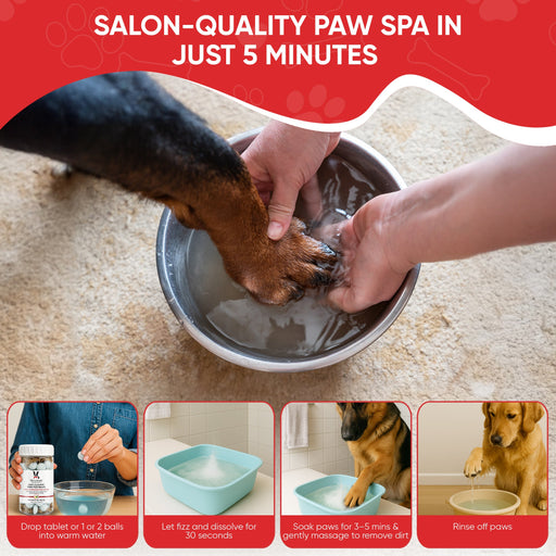 Warren London Deep Cleaning Paw Fizz Tablets - Soothes Itchy, Irritated Paws Spa Product
