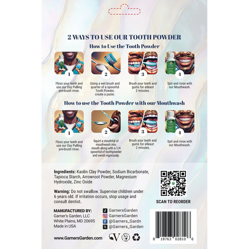 Garner's Garden Mother of Pearl Tooth Powder | Fluoride Free | 100% Natural Oral Care
