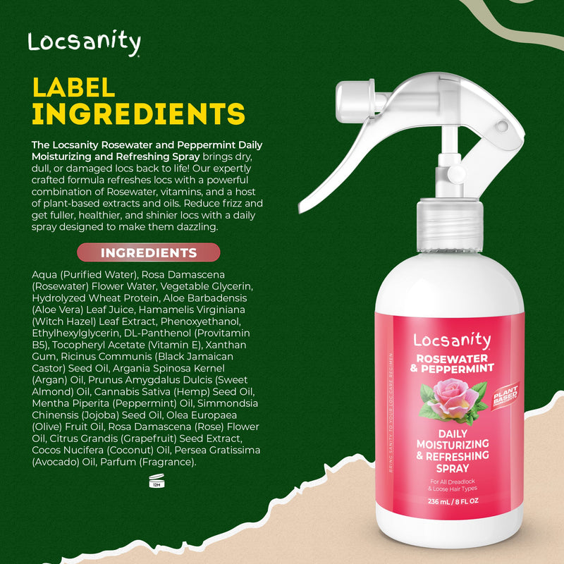 Locsanity Rosewater and Peppermint Daily Moisturizing/Refreshing Spray Locking & Tightening & Moisturizing
