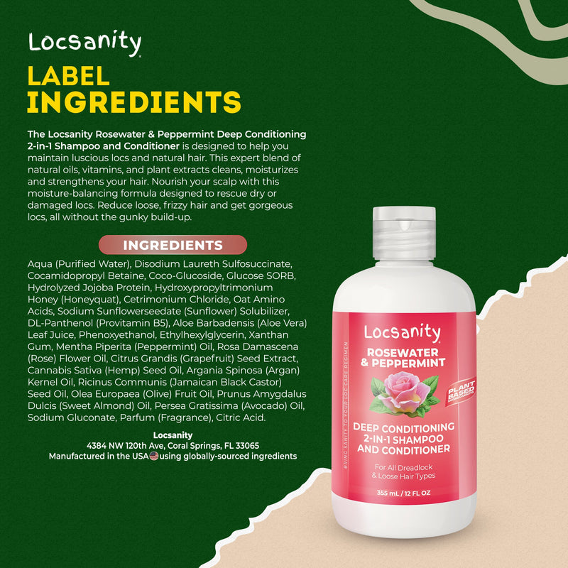 Locsanity Rosewater and Peppermint Moisturizing, Conditioning and Nourishing Shampoo Shampoo & Conditioning
