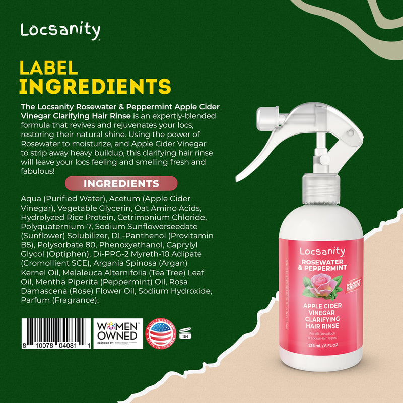 Locsanity Locsanity Rosewater Peppermint Apple Cider Vinegar Clarifying Hair Rinse Detox 8oz Treatments