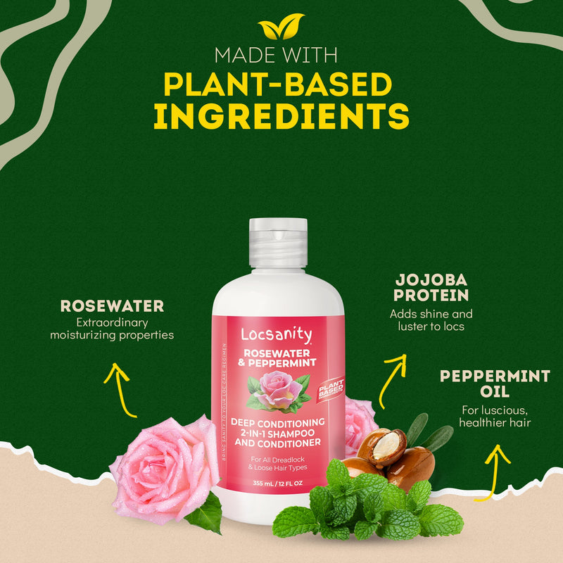 Locsanity Rosewater and Peppermint Moisturizing, Conditioning and Nourishing Shampoo Shampoo & Conditioning