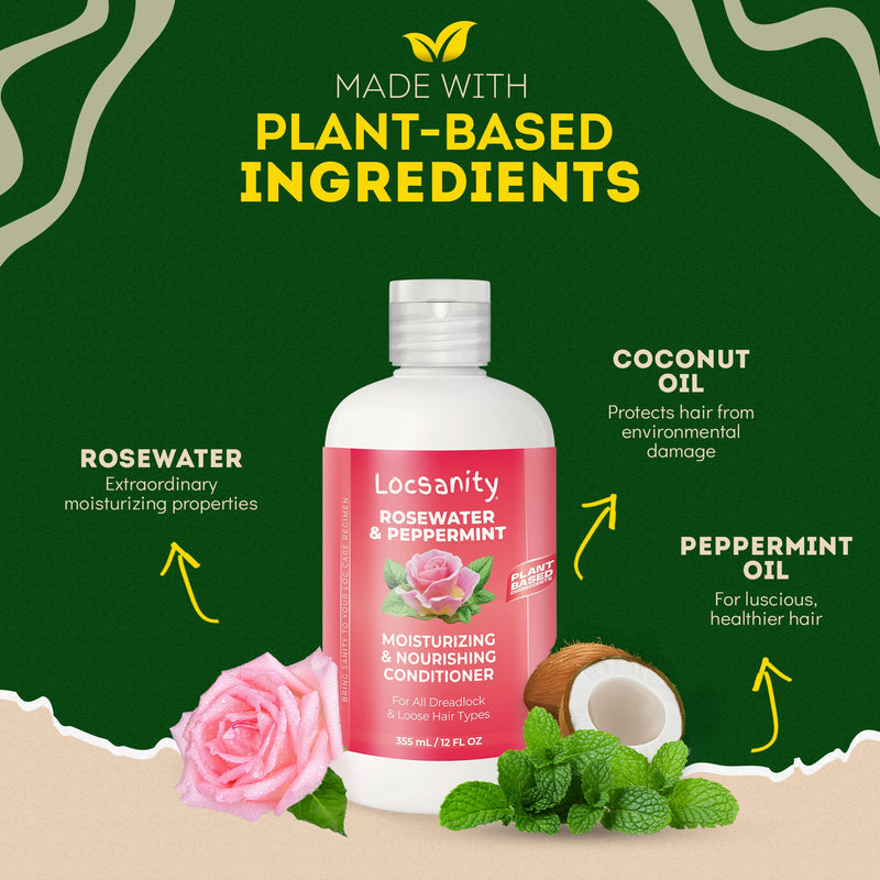 Locsanity Rosewater and Peppermint Moisturizing and Nourishing Conditioner Shampoo & Conditioning