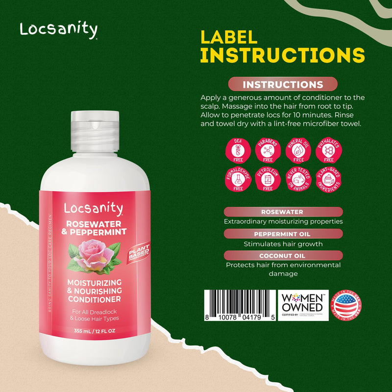 Locsanity Rosewater and Peppermint Moisturizing and Nourishing Conditioner Shampoo & Conditioning
