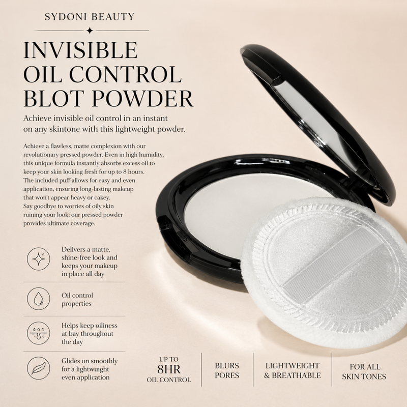 Sydoni Skincare and Beauty SYDONI INVISIBLE OIL CONTROL BLOT POWDER 10g. .35 OZ Blot Powder Compact