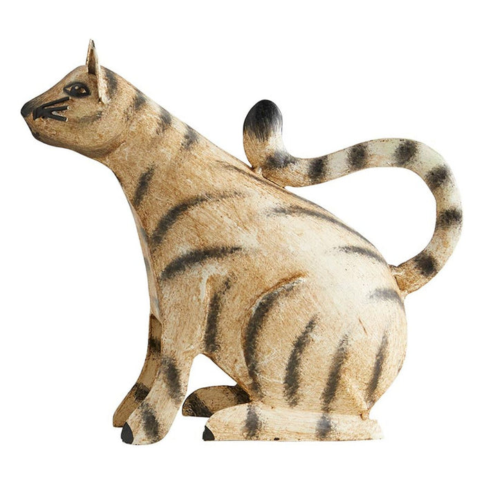 The Bullish Store - Iron Cat With Stripes | Animal Figurine For Home Or Garden Decor | 7.5" X 3.5"