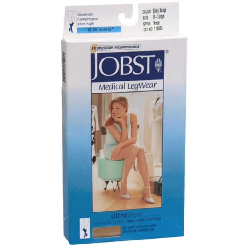 Jobst Jobst Medical LegWear Knee High 15-20 mmHg Ultra Sheer Medium Silky Beige Hosiery White Smoke