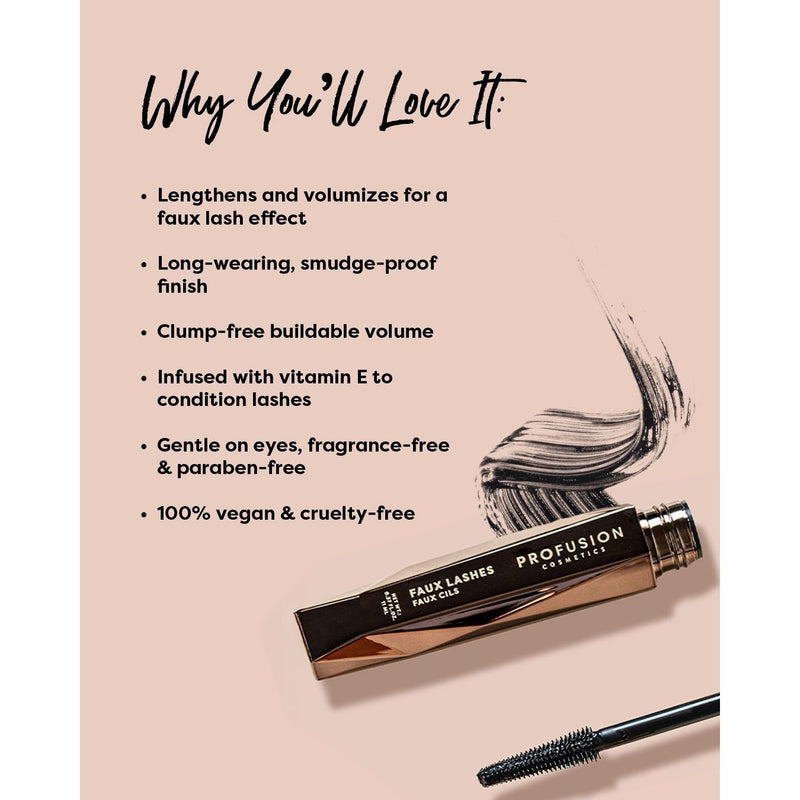 Profusion Cosmetics Faux Lashes | Lengthening & Volumizing Mascara