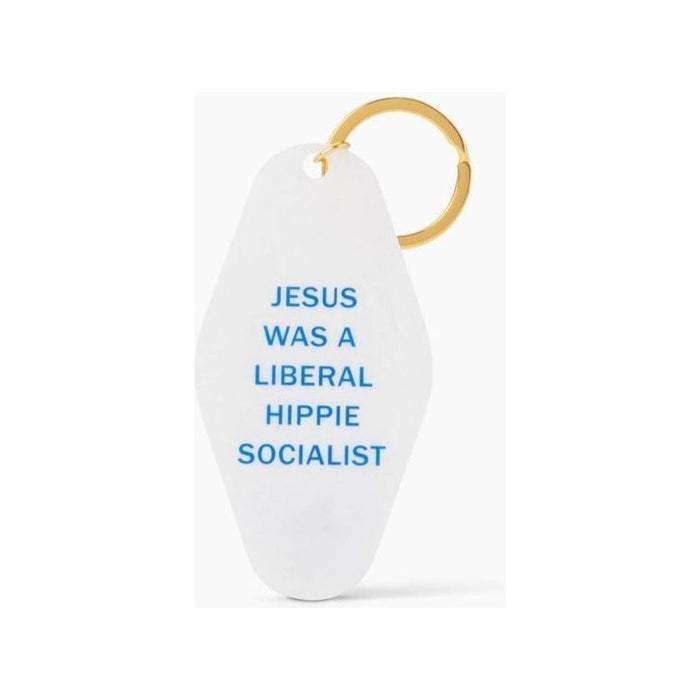 The Bullish Store - The Bullish Store - Jesus Was a Liberal Hippie Socialist Keychain in White Shimmer