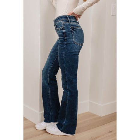 Josephine Mid Rise Raw Hem Bootcut Jeans