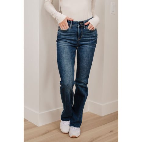 Josephine Mid Rise Raw Hem Bootcut Jeans