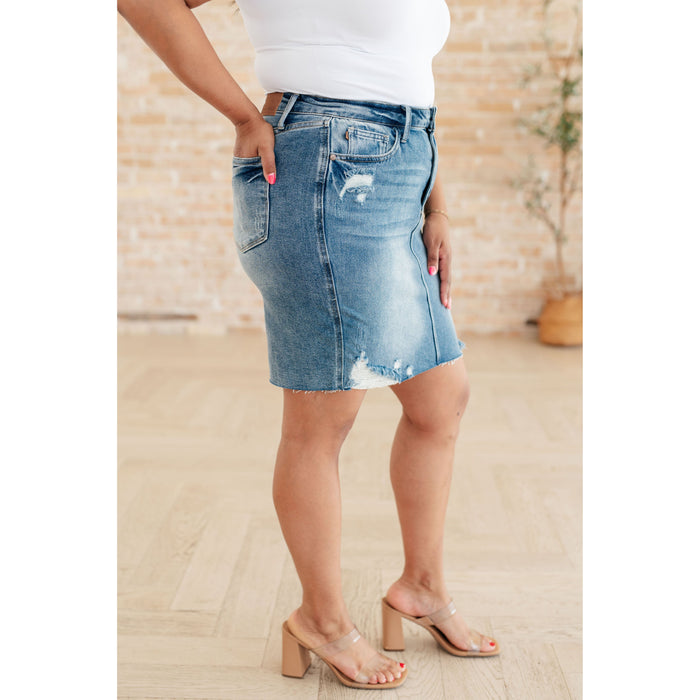 Carol High Rise Rigid Magic Denim Skirt