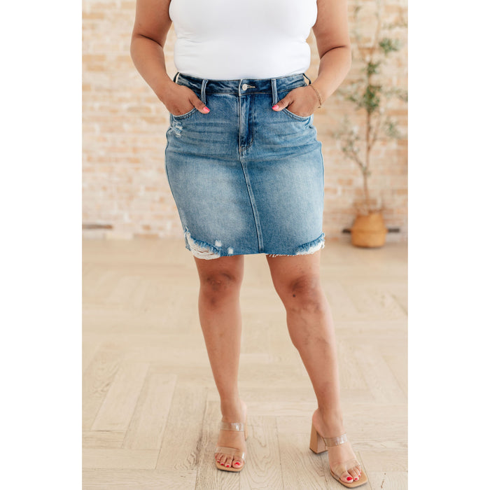 Carol High Rise Rigid Magic Denim Skirt