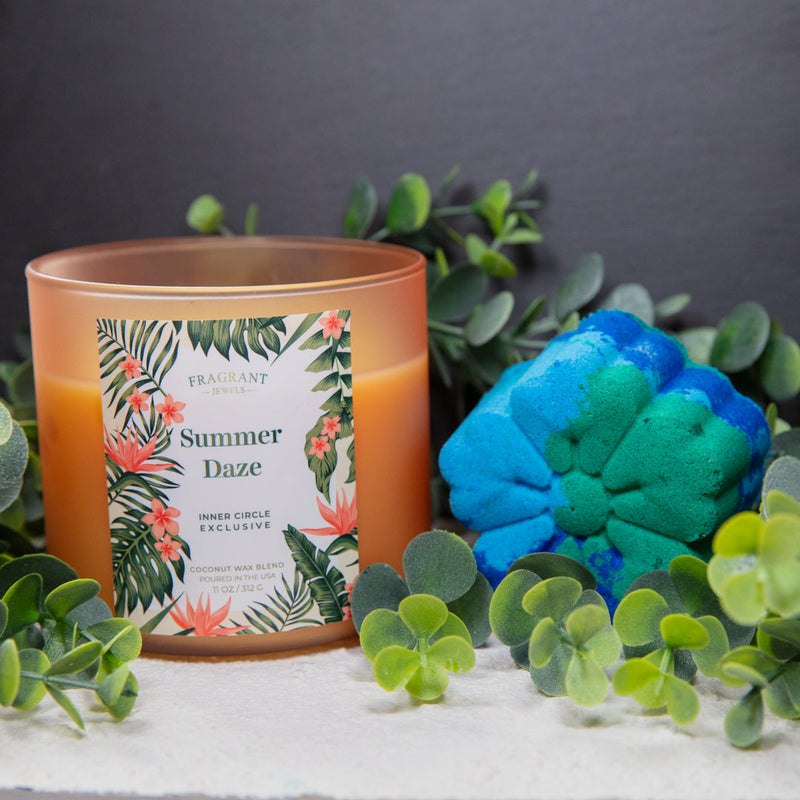 Fragrant Jewels Summer Daze - Candle and Bath Bomb Set Bundle (Candle & Bath Bomb)