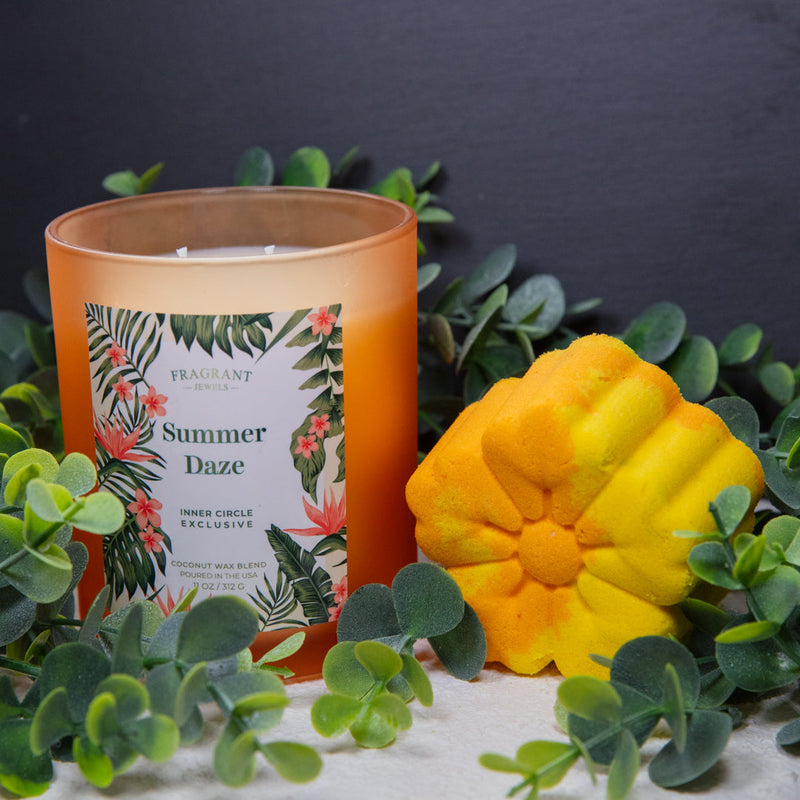 Fragrant Jewels Summer Daze - Candle and Bath Bomb Set Bundle (Candle & Bath Bomb)