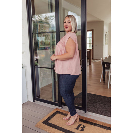 Pleat Detail Button Up Blouse in Pink