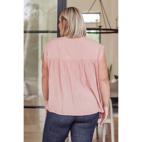 Pleat Detail Button Up Blouse in Pink