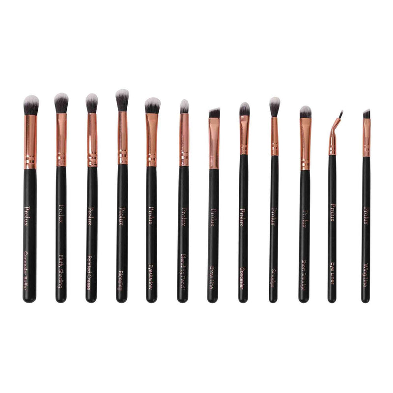 Prolux Cosmetics Deluxe 12 Piece Eye Makeup Brush Set BRUSH SET White Smoke