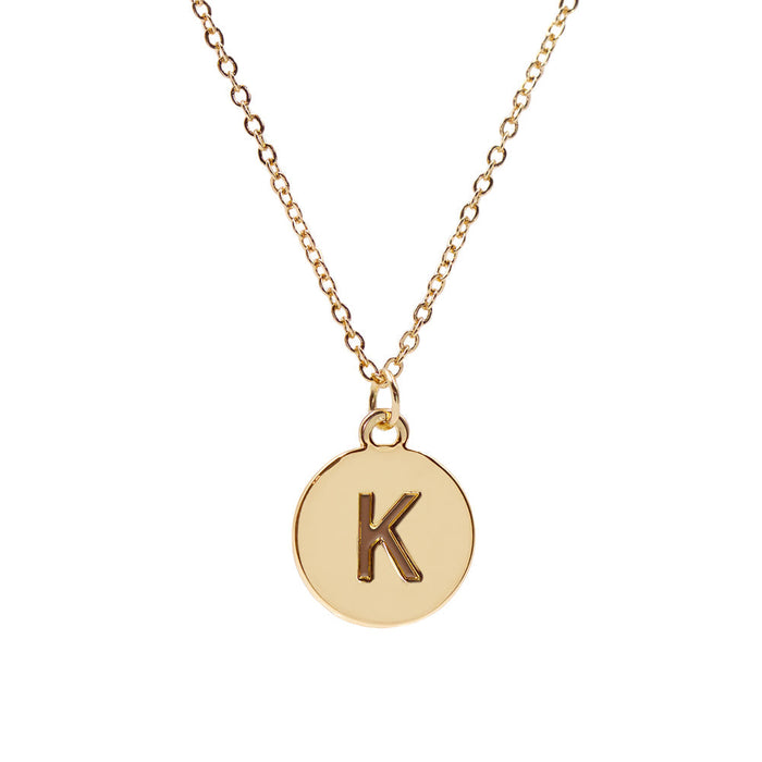 Gold-tone Adjustable Custom Initial Pendant Necklace with Genuine Crystal in Gift Box