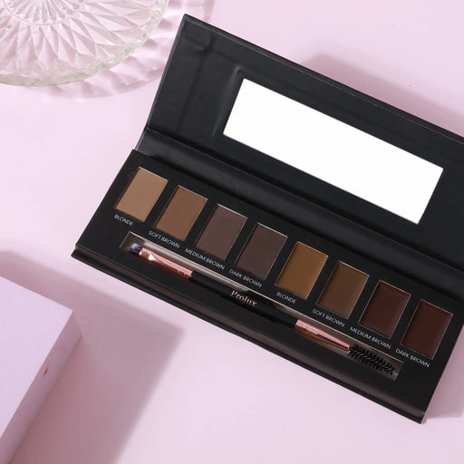 Prolux Cosmetics Eyebrow Makeup Kits | 8 Shade Brow Palette with Brush brow gel/palette