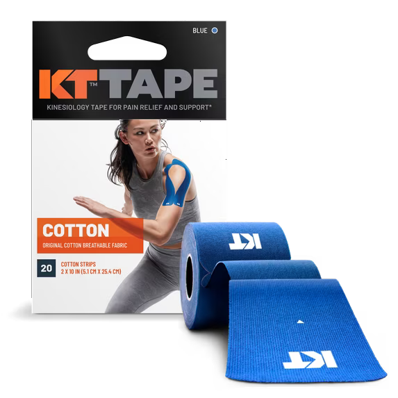 KT Tape KT Tape Original Cotton Kinesiology Tape, Precut Strips, Blue, 20 Count Supports & Braces