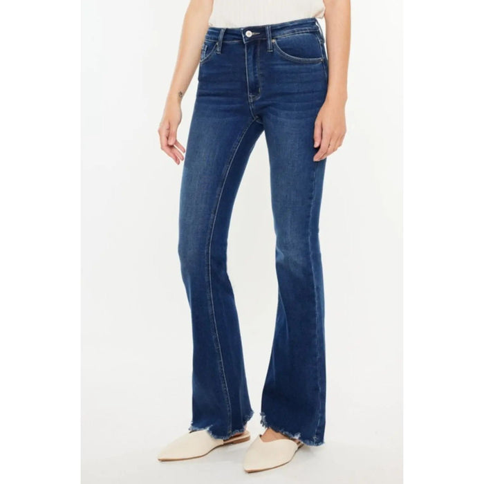 Kancan Cat's Whiskers Raw Hem Flare Jeans