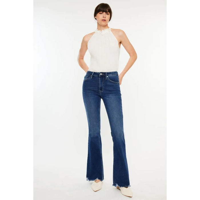 Kancan Cat's Whiskers Raw Hem Flare Jeans