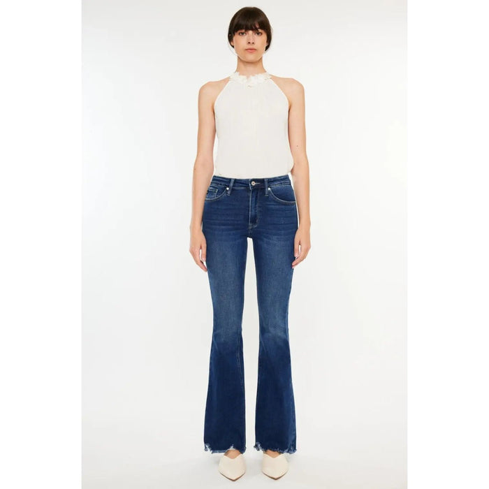 Kancan Cat's Whiskers Raw Hem Flare Jeans