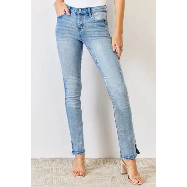 Kancan Mid Rise Y2K Slit Bootcut Jeans