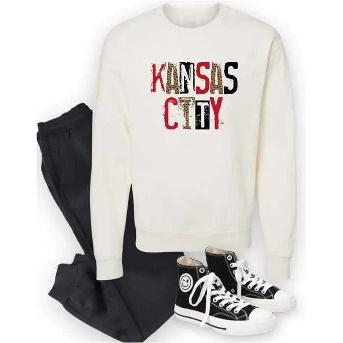 Kansas City Leopard Graphic Crew Neck Sweatshirt