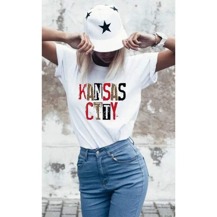 Kansas City Leopard Graphic Crew Neck Tee