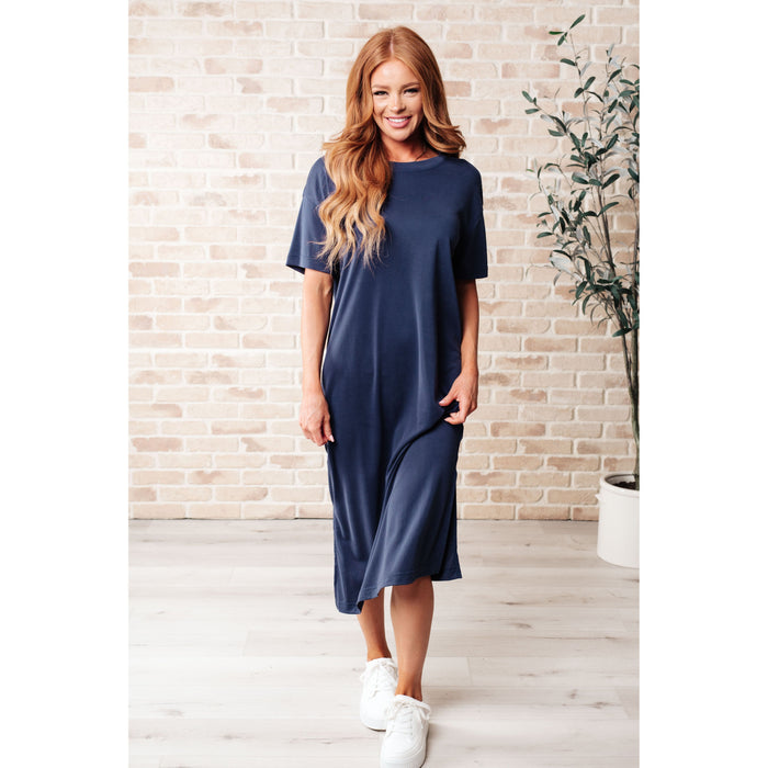 Keeping It Chill Drop Shoulder Maxi Dress in Dark Night