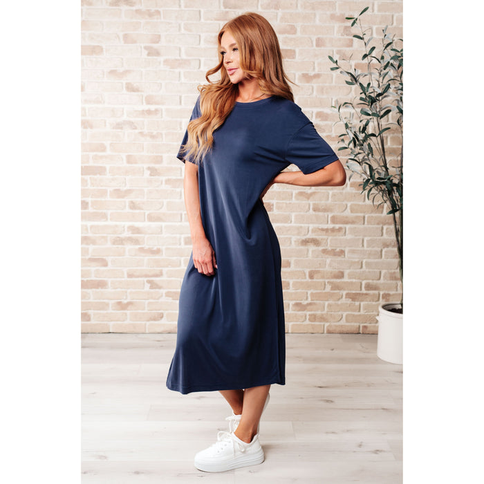 Keeping It Chill Drop Shoulder Maxi Dress in Dark Night