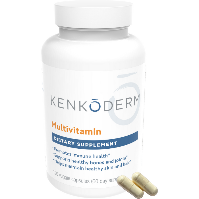 Kenkoderm Multivitamin for Psoriasis | Omega 3 | Vitamin D | Glucosamine Chondroitin | Collagen | Vitamin A | Folic Acid | MSM | 120 Veggie Capsules | 60 Day Supply