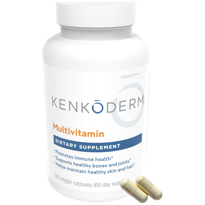 Kenkoderm Multivitamin for Psoriasis | Omega 3 | Vitamin D | Glucosamine Chondroitin | Collagen | Vitamin A | Folic Acid | MSM | 120 Veggie Capsules | 60 Day Supply