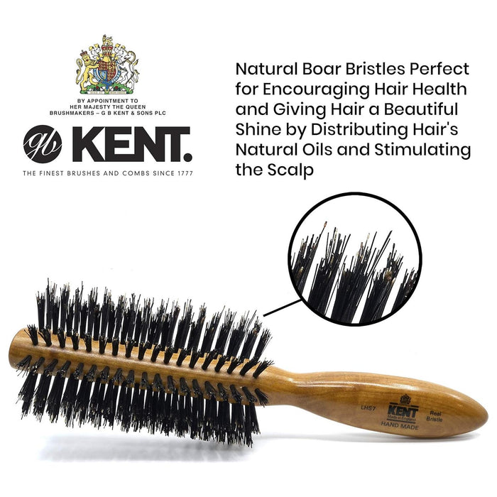 Kent LHS7 Handmade Half Radial Satin Wood Pure Bristle Hair Brush