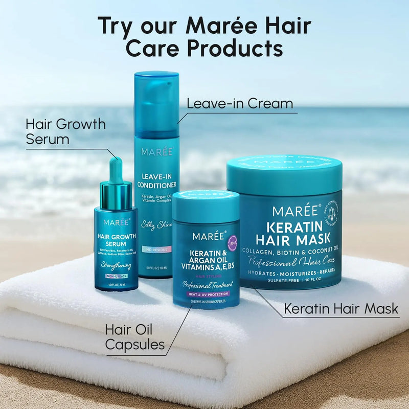 Maree Keratin Oil Capsules for Frizz Control Pale Turquoise 1 item - Complete your routine,2 items - Good choice,3 items - Best price