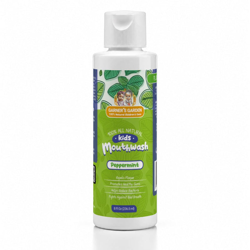 Garner's Garden Kid's Natural Mouthwash | H2O2 | Antibacterial Fluoride-Free Oral Care Light Gray Peppermint & Tea Tree Essential Oils / Double pack of 2,Peppermint & Tea Tree Essential Oils / Single